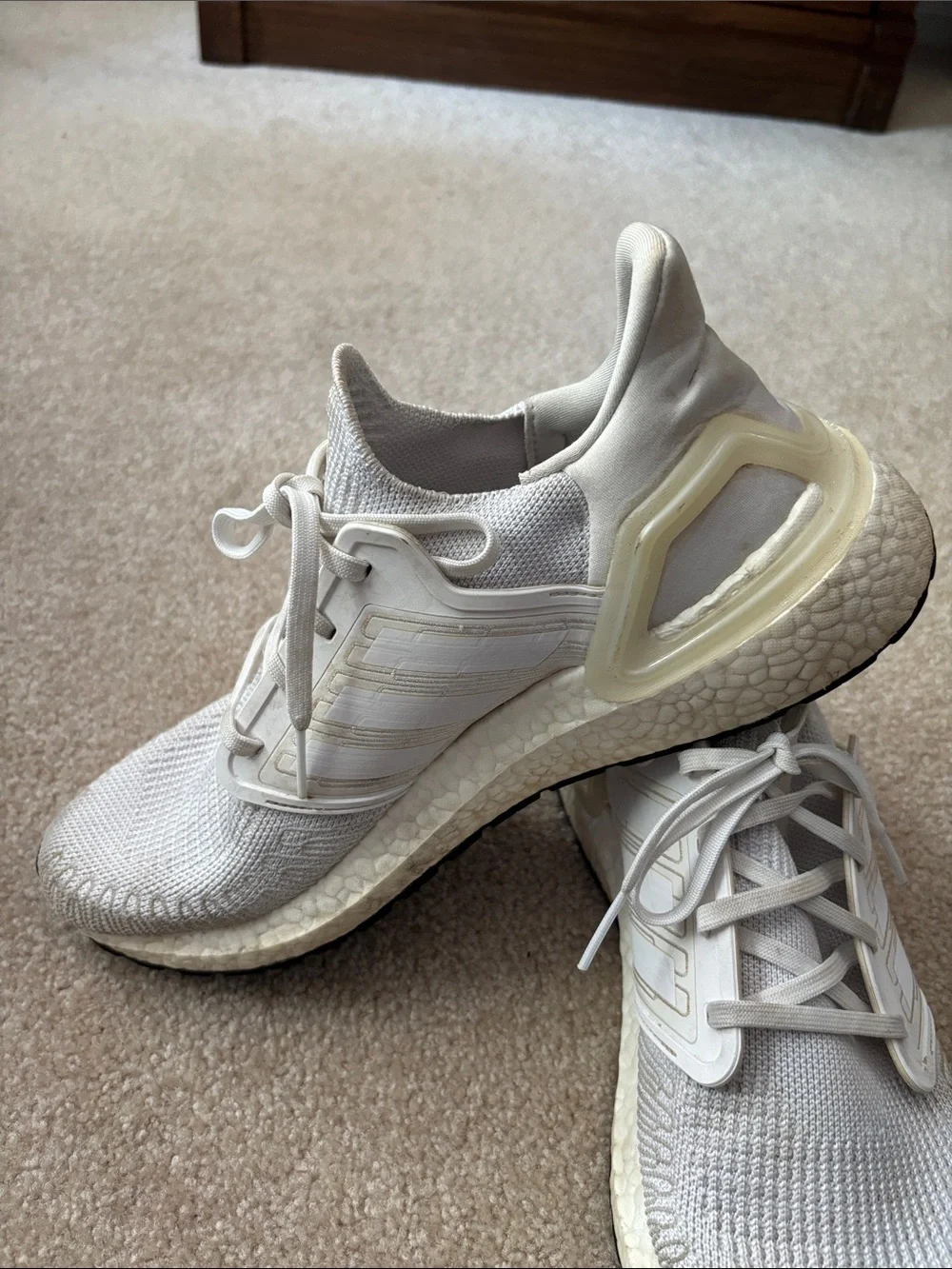 adidas Knit Running Sneakers - Cream White Mens Size 10.5